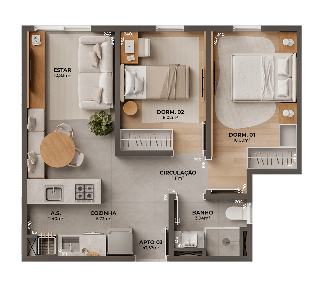 Planta baixa Tipo 02 – Apto 03